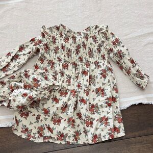 Floral dress  - Cream and Red - 12 m